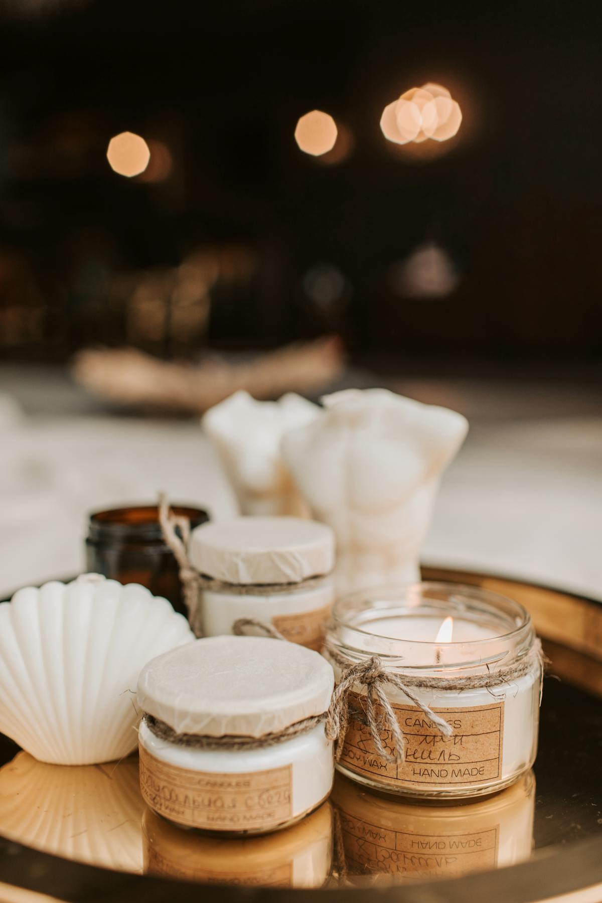 Cedar and moss soy candle in a concrete vessel, hand-poured
