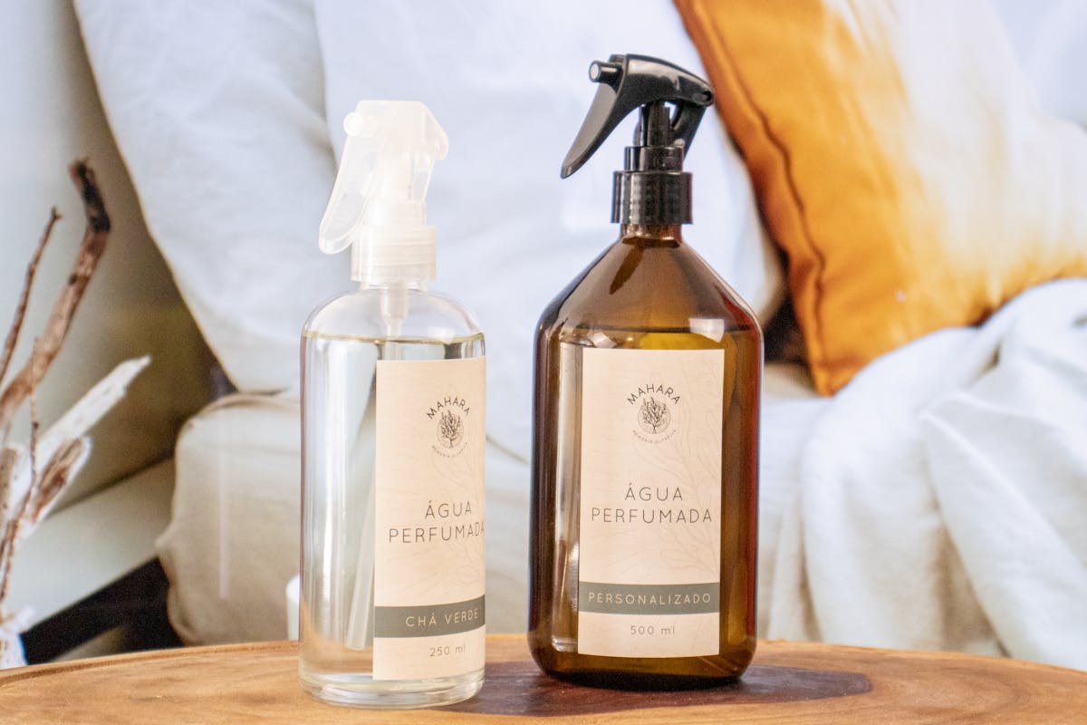 Douglas fir room spray in an amber glass bottle
